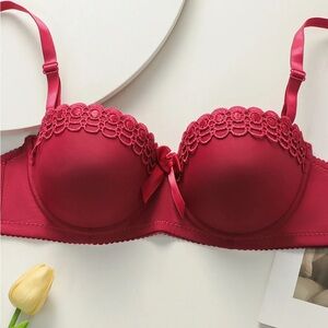 Chic Lace Accent Bra - Deep Pink
